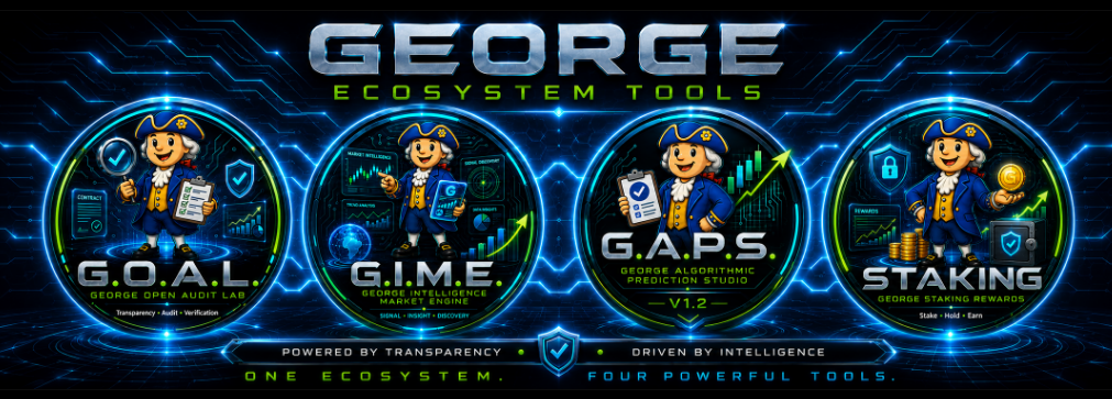 George Ecosystem Tools banner showing G.O.A.L., G.I.M.E., G.A.P.S., and STAKING